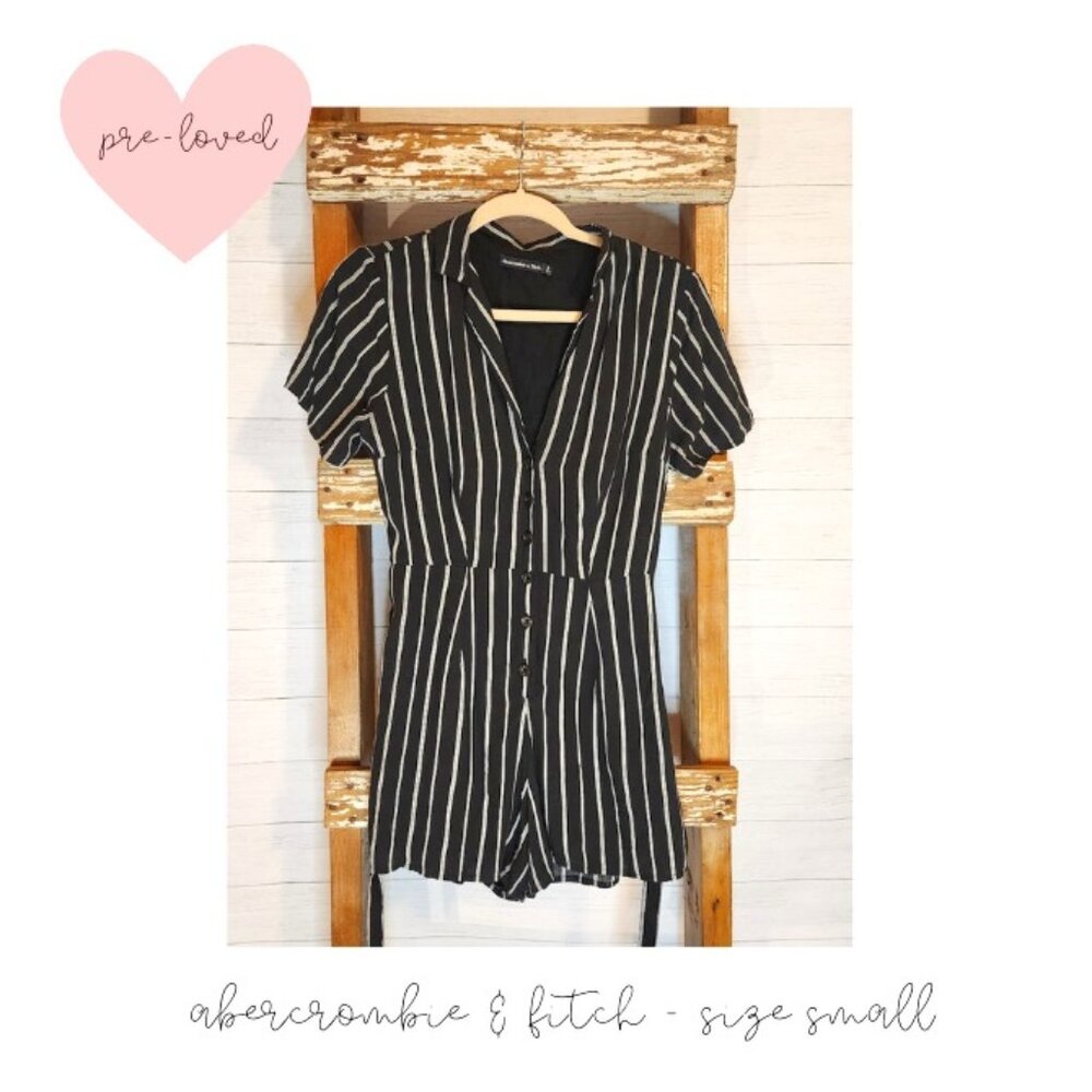 Abercrombie & Fitch Black Striped Jumpsuit